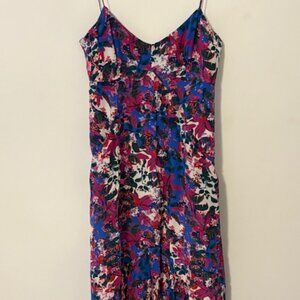 Saloni Floral Slip Dress | Spaghetti Strap Midi | US 8